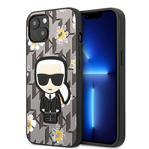Karl Lagerfeld Flower Mono Ikonik Patch Case Θήκη προστασίας από δερματίνη – iPhone 13 (Γκρι – KLHCP13MPMNFIK1)