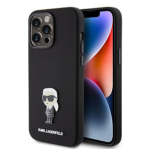 Karl Lagerfeld Ikonik Metal Pin Hard Case Θήκη προστασίας από σιλικόνη  – iPhone 15 Pro Max (Black – KLHCP15XSMHKNPK)