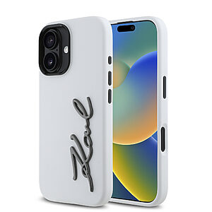 Karl Lagerfeld “Signature Metal Logo Collection” Hard Case Θήκη προστασίας από σιλικόνη – iPhone 16 (Λευκό – KLHCP16LSCMSMVH)