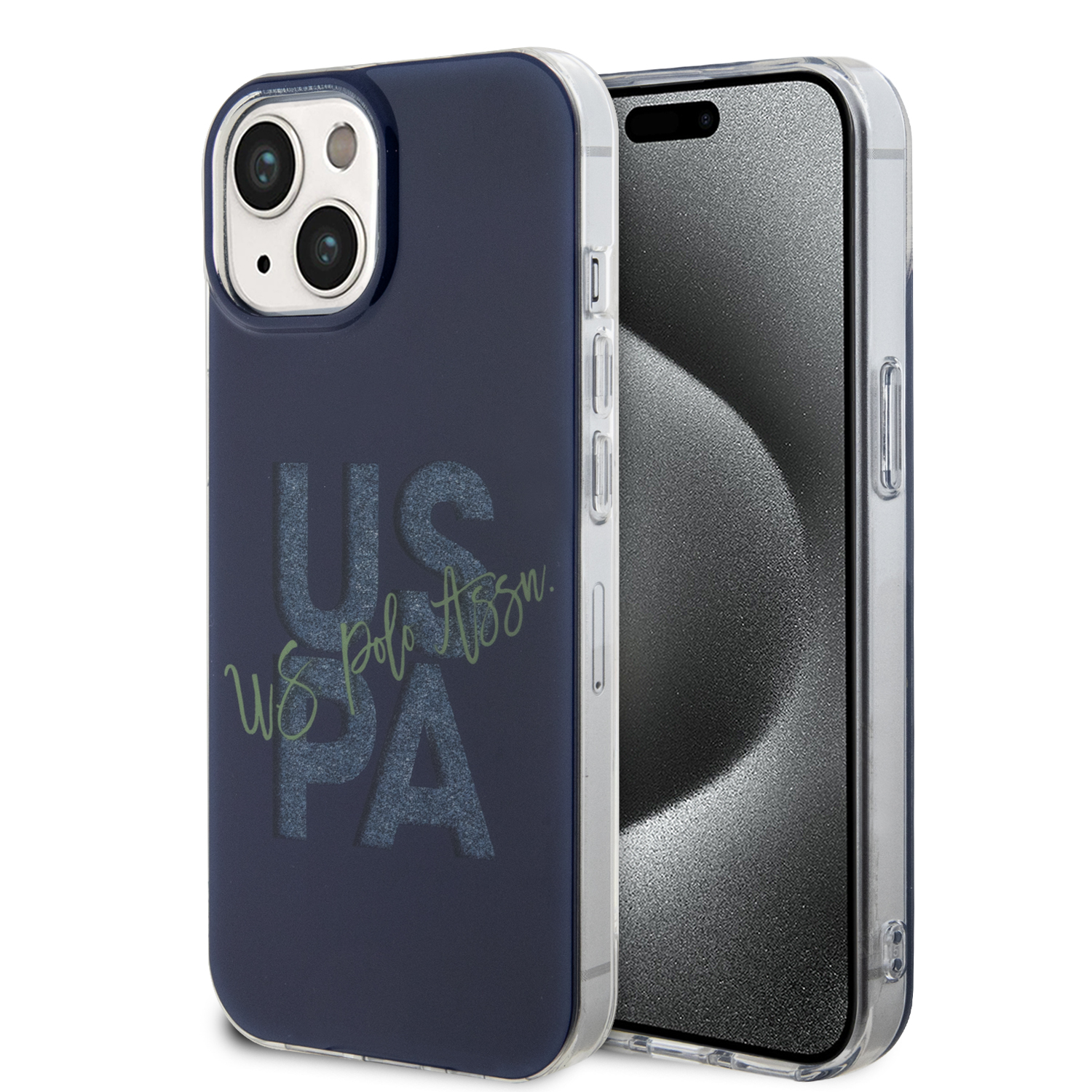 USHCP15SUGLV_1 U.S. Polo Assn. Hard Case IML Glitter Script – Θήκη προστασίας από σιλικόνη iPhone 15 (Navy – USHCP15SUGLV) - Image 1