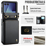 Θήκη Samsung Galaxy Z Flip7 5G CASEME C22 Series Πορτοφόλι με λουράκι, υποδοχές καρτών και μαγνητικό κούμπωμα από συνθετικό δέρμα και TPU μαύρο - Image 3