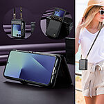 Θήκη Samsung Galaxy Z Flip7 5G CASEME C22 Series Πορτοφόλι με λουράκι, υποδοχές καρτών και μαγνητικό κούμπωμα από συνθετικό δέρμα και TPU μαύρο - Image 4