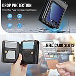 Θήκη Samsung Galaxy Z Flip7 5G CASEME C22 Series Πορτοφόλι με λουράκι, υποδοχές καρτών και μαγνητικό κούμπωμα από συνθετικό δέρμα και TPU μαύρο - Image 5