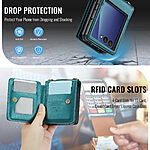 Θήκη Samsung Galaxy Z Flip7 5G CASEME C22 Series Πορτοφόλι με λουράκι, υποδοχές καρτών και μαγνητικό κούμπωμα από συνθετικό δέρμα και TPU πράσινο - Image 5