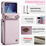 Θήκη Samsung Galaxy Z Flip7 5G CASEME C22 Series Πορτοφόλι με λουράκι, υποδοχές καρτών και μαγνητικό κούμπωμα από συνθετικό δέρμα και TPU ροζ - Image 3