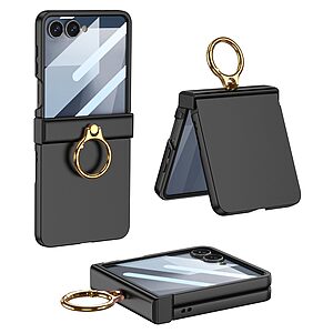 Θήκη Samsung Galaxy Z Flip7 5G GKK Προστατευτική Κατασκευή V2 από Σκληρό Υλικό με Μεταλλικό Δαχτυλίδι μαύρο