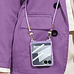 Θήκη Samsung Galaxy Z Flip7 5G GKK Full Premium Protection με προστασία οθόνης Tempered Glass και κορδονάκι για το λαιμό από σκληρό πλαστικό ασημί - Image 3