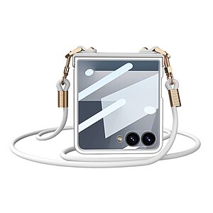 Θήκη Samsung Galaxy Z Flip7 5G GKK Full Premium Protection με προστασία οθόνης Tempered Glass και κορδονάκι για το λαιμό από σκληρό πλαστικό ασημί