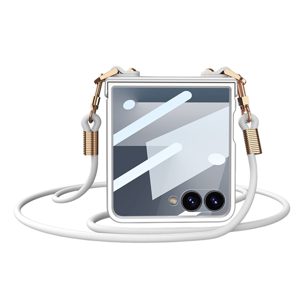 Θήκη Samsung Galaxy Z Flip7 5G GKK Full Premium Protection με προστασία οθόνης Tempered Glass και κορδονάκι για το λαιμό από σκληρό πλαστικό ασημί Θήκη Samsung Galaxy Z Flip7 5G GKK Full Premium Protection με προστασία οθόνης Tempered Glass και κορδονάκι για το λαιμό από σκληρό πλαστικό ασημί