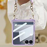 Θήκη Samsung Galaxy Z Flip7 5G GKK Full Premium Protection με προστασία οθόνης Tempered Glass και κορδονάκι για το χέρι από σκληρό πλαστικό ροζ - Image 3