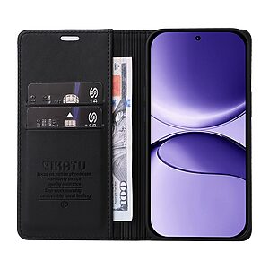 υποδοχή καρτών και μαγνητικό κούμπωμα Flip Wallet από συνθετικό δέρμα και TPU μαύρο