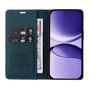 υποδοχή καρτών και μαγνητικό κούμπωμα Flip Wallet από συνθετικό δέρμα και TPU πράσινο