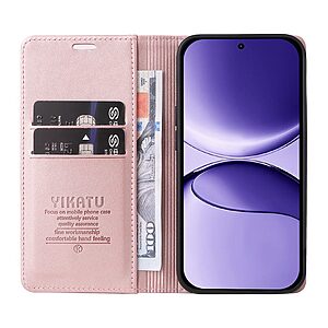 υποδοχή καρτών και μαγνητικό κούμπωμα Flip Wallet από συνθετικό δέρμα και TPU ροζ