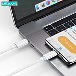 Καλώδιο fast charging και data USAMS  Cloud Series φωτιζόμενο Aluminum Alloy Type-C σε Type-C PD 100W 1.2m (SJ660USB02) γκρι - Image 2