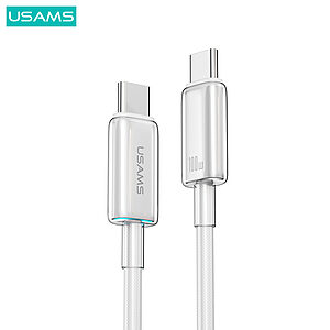 Καλώδιο φόρτισης και data USAMS Cloud Series φωτιζόμενο Aluminum Alloy Type-C σε Type-C PD 100W 1.2m (SJ660USB01) μαύρο