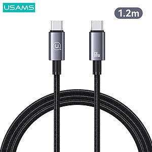 Καλώδιο φόρτισης fast charging και data USAMS Sufeng Series Aluminum Alloy Type-C σε Type-C PD 60W 1.2m (SJ661USB01) γκρι