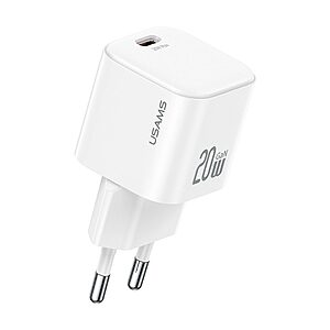 USAMS επιτοίχιος φορτιστής JC Series 20W mini Gan Fast Charger με 1 x Type-C (CC260TC02) - λευκός