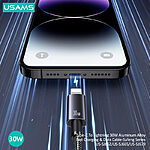 Καλώδιο φόρτισης fast charging και data USAMS Sufeng Series Aluminum Alloy Type-C σε lightning 30W 1.2m (SJ662USB01) γκρι - Image 3