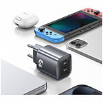 USAMS  T66 επιτοίχιος φορτιστής GaN Fast Charger 45W με 2 x Type-C (CC305TC01) -  γκρι - Image 3