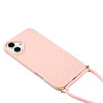 Θήκη iPhone 17 - OEM - Πλάτη από Οικολογικό Άχυρο Σιταριού και TPU - Ροζ - Λουράκι - Εικόνα 4