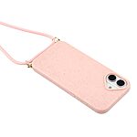 Θήκη iPhone 17 - OEM - Πλάτη από Οικολογικό Άχυρο Σιταριού και TPU - Ροζ - Λουράκι - Εικόνα 5
