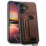 Θήκη iPhone 17 - SUTENI H13 - Πλάτη από Συνθετικό Δέρμα (PU) με TPU - Καφέ - Wallet/Stand