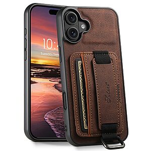 Θήκη iPhone 17 - SUTENI H13 - Πλάτη από Συνθετικό Δέρμα (PU) με TPU - Καφέ - Wallet/Stand