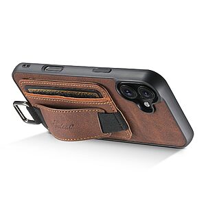 Θήκη iPhone 17 - SUTENI H13 - Πλάτη από Συνθετικό Δέρμα (PU) με TPU - Καφέ - Wallet/Stand - Εικόνα 2