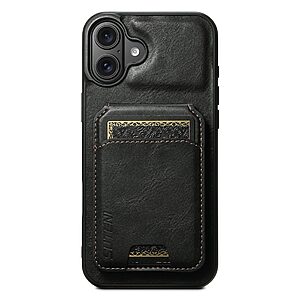 Θήκη iPhone 17 - SUTENI H02 - Πλάτη από Συνθετικό Δέρμα (PU) με TPU - Μαύρο - Wallet/Stand