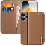 Θήκη iPhone 17 Pro - DUX DUCIS Hivo Series - Flip Πορτοφόλι από Αυθεντικό Δέρμα - Καφέ - RFID/Wallet/Stand