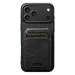 Θήκη iPhone 17 Pro - SUTENI H02 - Πλάτη από Συνθετικό Δέρμα (PU) με TPU - Μαύρο - Wallet/Stand - Εικόνα 2