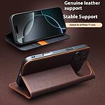 Θήκη iPhone 17 Pro Max - QIALINO - Flip Πορτοφόλι από Αυθεντικό Δέρμα - Καφέ - Wallet/Stand - Εικόνα 4