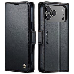 Θήκη iPhone 17 Pro Max - CASEME 023 - Flip Πορτοφόλι από Συνθετικό Δέρμα (PU) - Μαύρο - RFID/Wallet/Stand