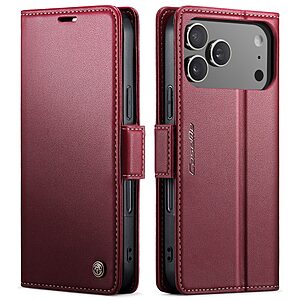 Θήκη iPhone 17 Pro - CASEME 023 - Flip Πορτοφόλι από Συνθετικό Δέρμα (PU) - Κόκκινο - RFID/Wallet/Stand