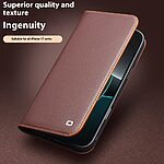 Θήκη iPhone Air - QIALINO - Flip Πορτοφόλι από Αυθεντικό Δέρμα - Καφέ - Wallet/Stand - Εικόνα 2