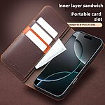 Θήκη iPhone Air - QIALINO - Flip Πορτοφόλι από Αυθεντικό Δέρμα - Μαύρο - Wallet/Stand - Εικόνα 3