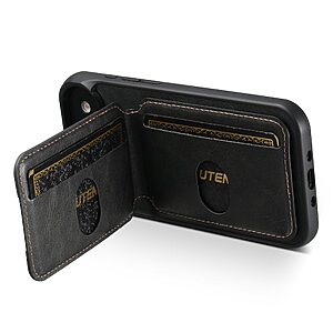 Θήκη iPhone Air - SUTENI H02 - Πλάτη από Συνθετικό Δέρμα (PU) με TPU - Μαύρο - Wallet/Stand - Εικόνα 2