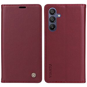 Θήκη Samsung Galaxy A17 5G / A17 4G / A26 5G / A16 4G / A16 5G - YIKATU YK-001 - Flip Πορτοφόλι από Συνθετικό Δέρμα (PU) με TPU - Βαθύ Κόκκινο - Wallet/Stand