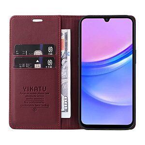 Θήκη Samsung Galaxy A17 5G / A17 4G / A26 5G / A16 4G / A16 5G - YIKATU YK-001 - Flip Πορτοφόλι από Συνθετικό Δέρμα (PU) με TPU - Βαθύ Κόκκινο - Wallet/Stand - Εικόνα 2