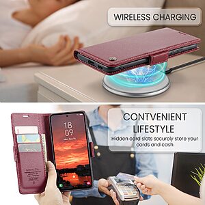 Θήκη Samsung Galaxy S25 FE 5G - CASEME 023 - Flip Πορτοφόλι από Συνθετικό Δέρμα (PU) - Κόκκινο - RFID/Wallet/Stand - Εικόνα 2