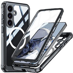 Θήκη Samsung Galaxy S25 FE 5G - OEM - Full Body PC+Tempered Glass - Μαύρο - MagSafe