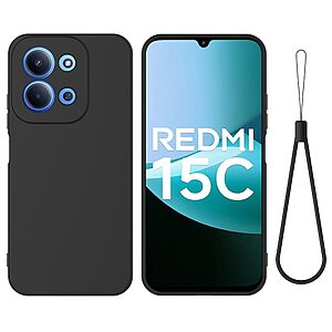 Θήκη Xiaomi Redmi 15C 5G (173mm) / 4G (173mm) - OEM - Πλάτη Σιλικόνης - Μαύρο - Λουράκι