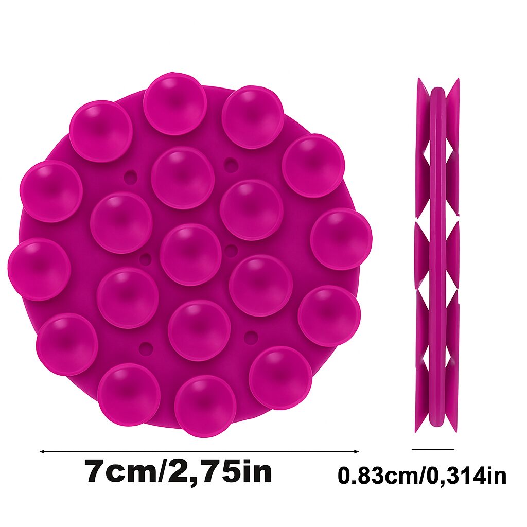 Mad Mask Βεντουζάκια σιλικόνης στρογγυλό διπλής όψης διαμέτρος 7cm για στήριξη κινητού φούξια Εντυπωσιακό βεντουζάκι σιλικόνης σε φούξια απόχρωση με διπλή όψη και 18 ισχυρά σημεία αναρρόφησης - Ιδανικό για ασφαλή στήριξη του κινητού σου σε οποιαδήποτε λεία επιφάνεια