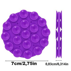 Μοβ βεντουζάκι σιλικόνης με διπλή όψη και 7cm διάμετρο - Ισχυρή πρόσφυση που μετατρέπει κάθε λεία επιφάνεια σε στήριγμα για το κινητό σου