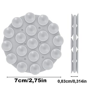 Πρακτικό σύστημα στήριξης με βεντουζάκια σιλικόνης σε ανοιχτό γκρι απόχρωση - Ισχυρή πρόσφυση σε λείες επιφάνειες για hands-free χρήση του κινητού σου οπουδήποτε