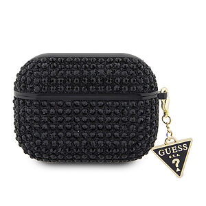 Guess Triangle Charm Θήκη προστασίας απο Σιλικόνη για Apple Airpods Pro με κρεμαστό στολίδι (Μαύρη)