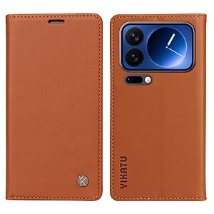 Θήκη Xiaomi 17 Pro 5G - YIKATU - Flip Πορτοφόλι από Συνθετικό Δέρμα (PU) με TPU - Καφέ - Wallet/Stand