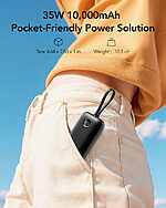 Power Bank VEGER K1 10000mAh 35W PD με Ενσωματωμένα Καλώδια USB-C & Lightning - Image 4