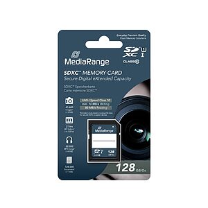 MediaRange SDXC memory card, UHS-1 | Class 10, 128GB