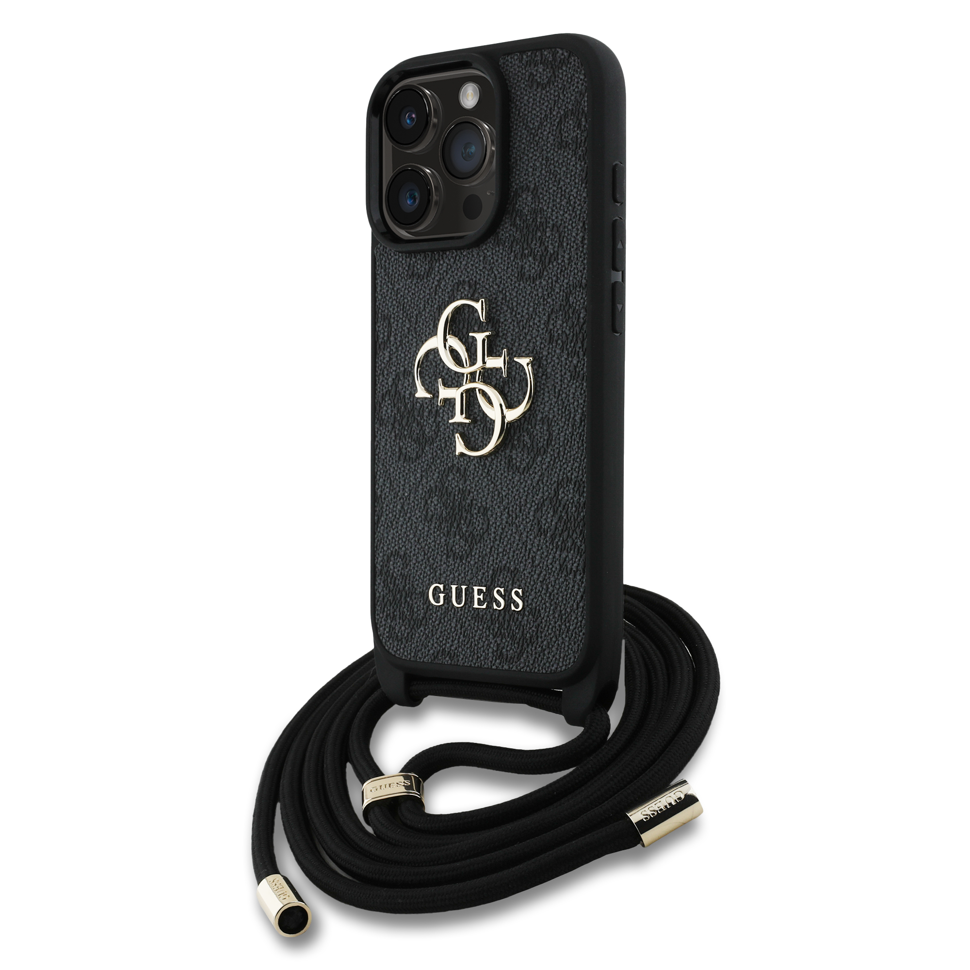 GUHCP16XP4GMGCRK_1 Guess - PU 4G Metal Logo Θήκη με Crossbody Strap για iPhone 16 Pro Max – Black - Image 1